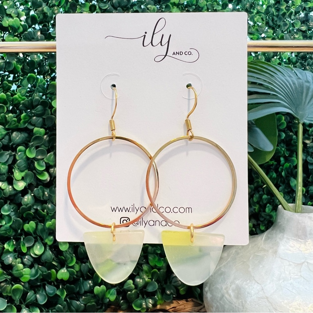 New Lightweight Neon Shimmer Acetate Geometric Dangle Earrings